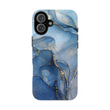 Phone Case | Blue Marble with Gold Streaks